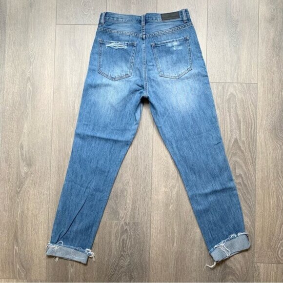 Urban Outfitters Neon Blonde Siren High Rise Tapered Jean Straight leg Distress - Picture 13 of 13